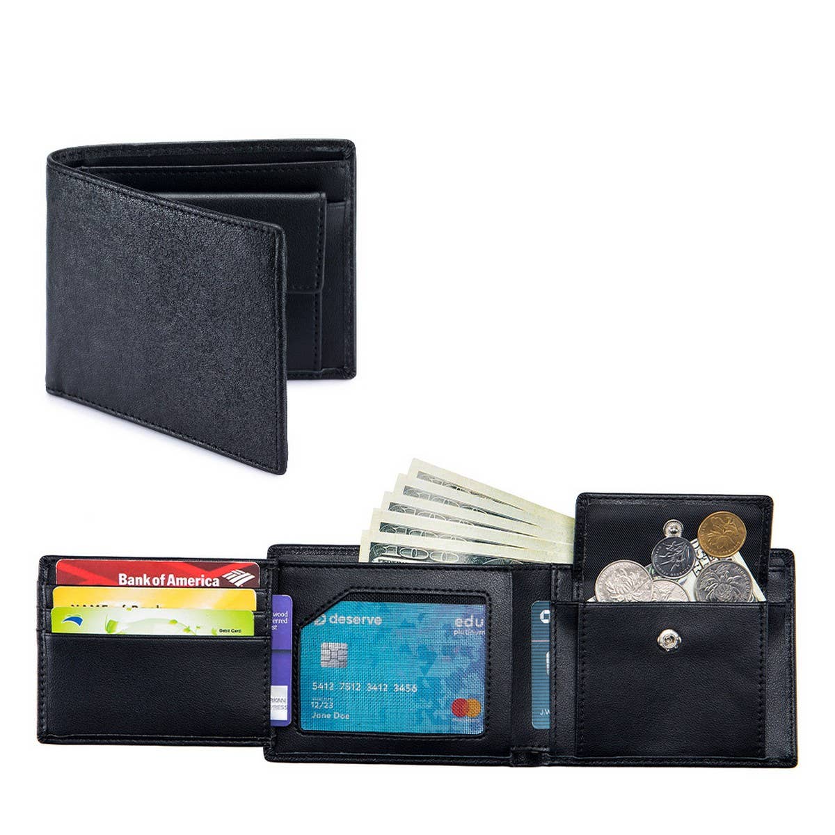 COWHIDE TRI FOLD WALLET MULTI FUNCTION RETRO WALLET_CWAB3709