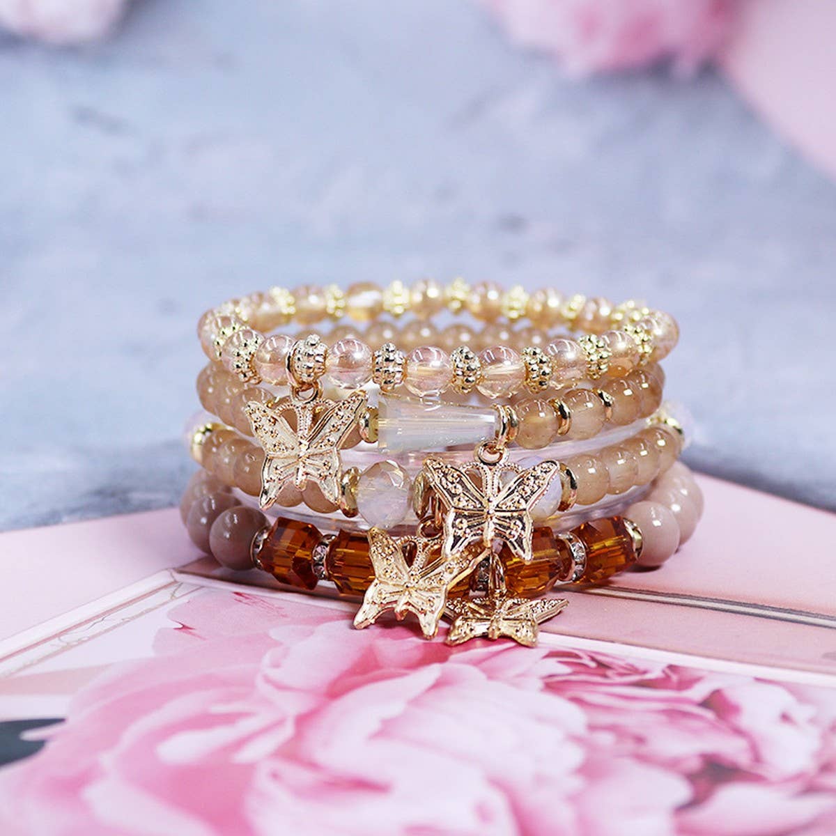 BOHEMIAN CRYSTAL BUTTERFLY ELASTIC BRACELET_CWASC0695