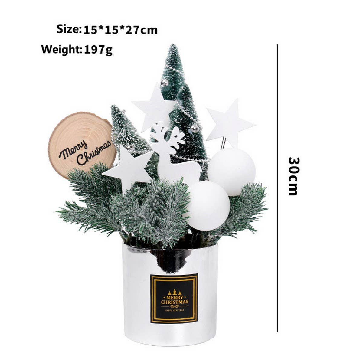 Mini Desktop Christmas Tree With Floral Pot_Cwmm9977