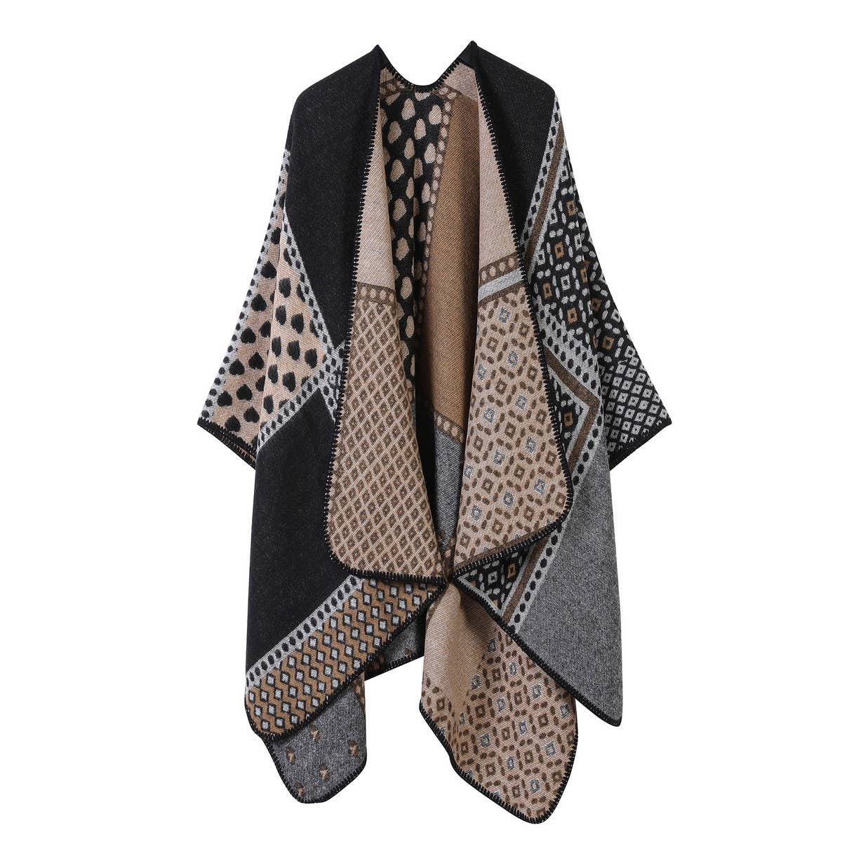 SHAWL SCARF FAUX CASHMERE SLIT CAPE_CWASC2261
