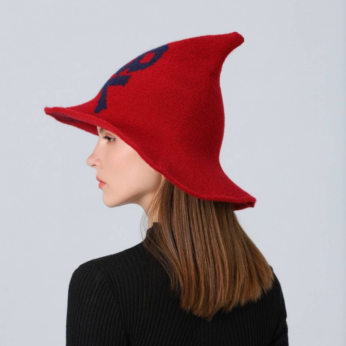 Cwah1681_Halloween Skull Knitted Wizard Hat