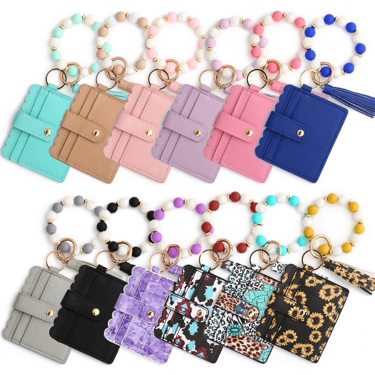PU CARD WALLET WITH SILICONE BEAD BRACELET_CWAB4943