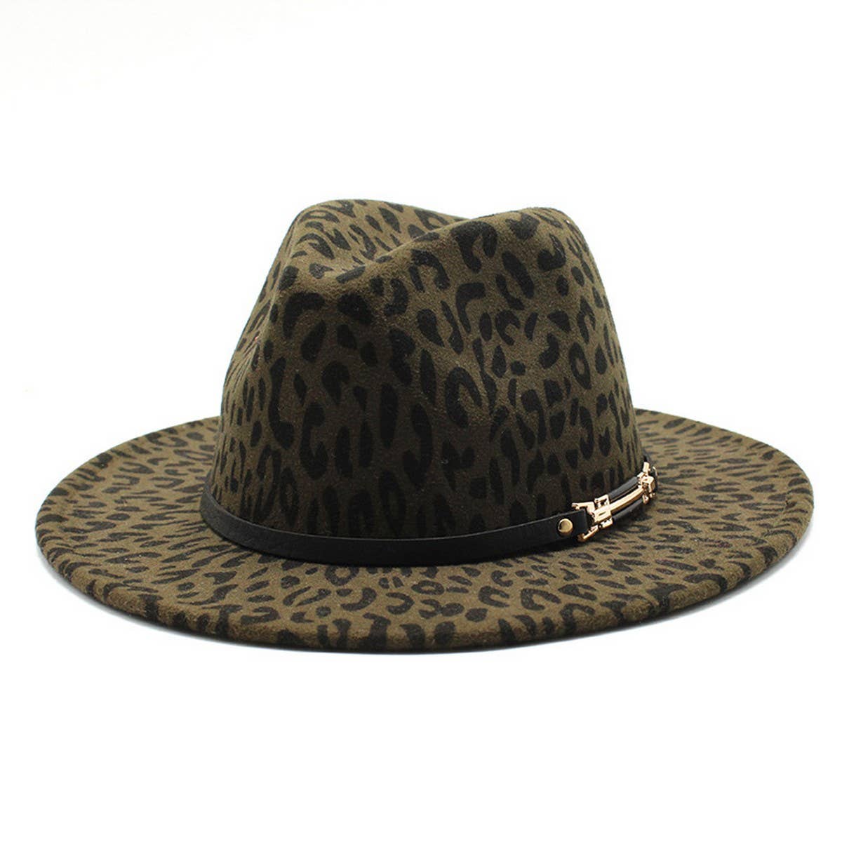 Woolen Leopard Print Jazz Hat Wide Brim Felt Hat_Cwah2606