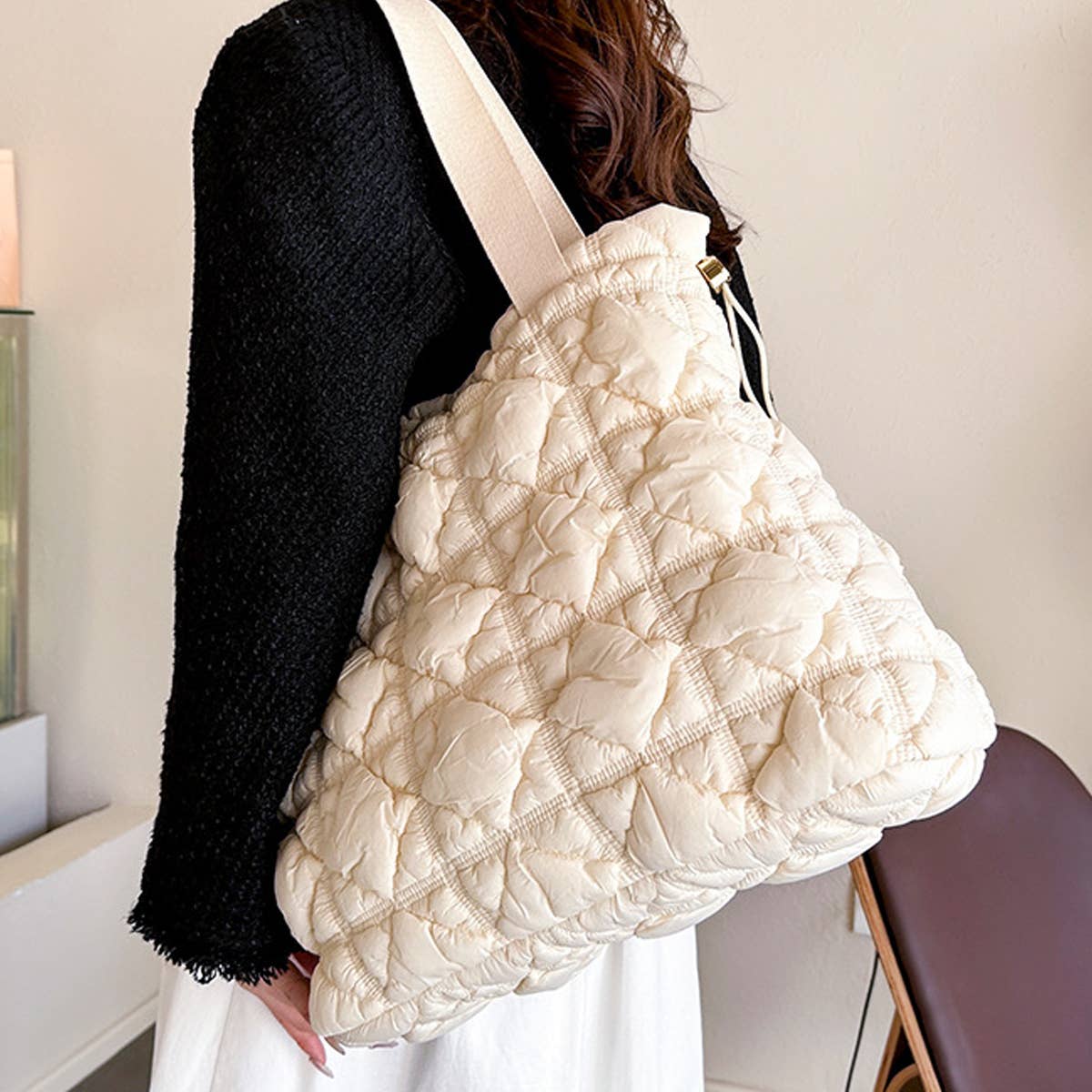 Women Large Capacity Drawstring Tote Bag_Cwab1751