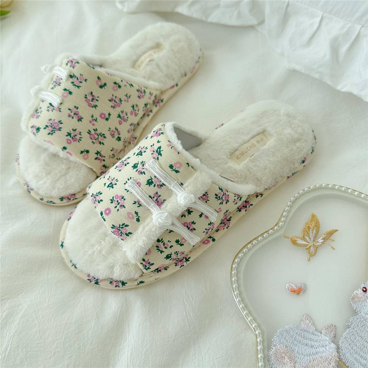 QIPAO BUTTONED WINTER OPEN TOE HOME SLIPPERS_CWMM2988