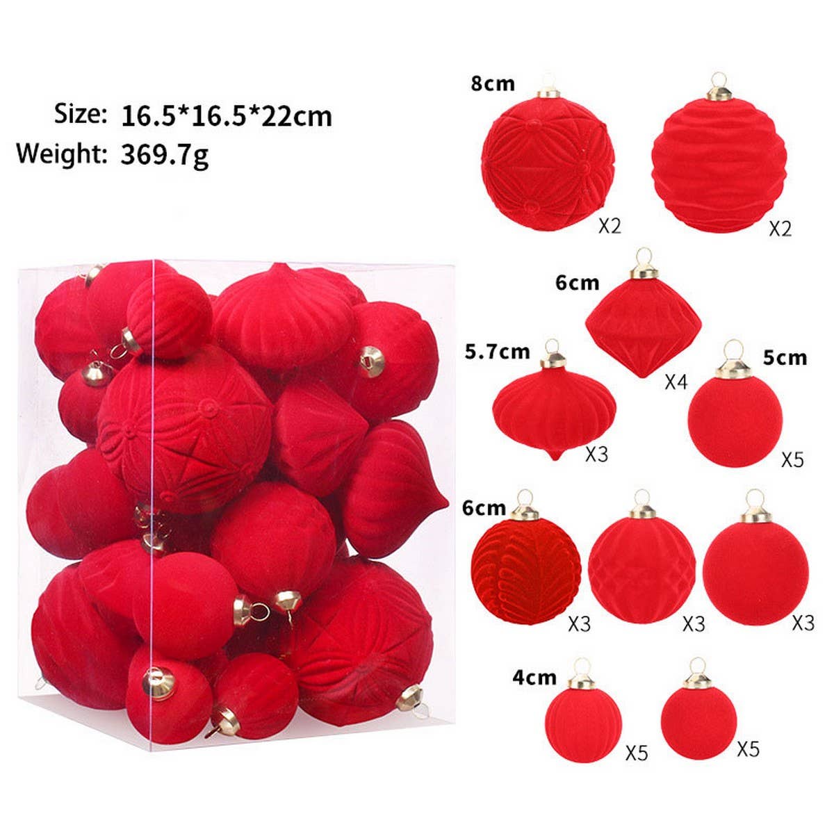 Deluxe Flocked Christmas Ball Ornament Set_Cwmm9917