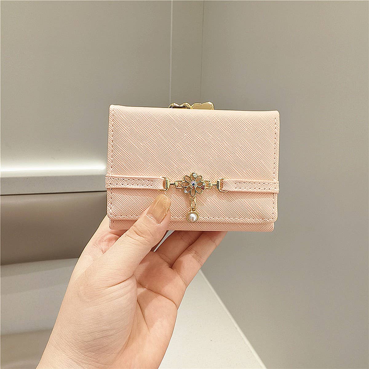 SOLID COLOR SMALL FRESH PENDANT SHORT WALLET_CWAB2565