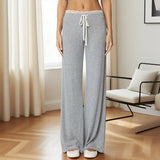 Straight Leg Trousers With Loose Lace Hem