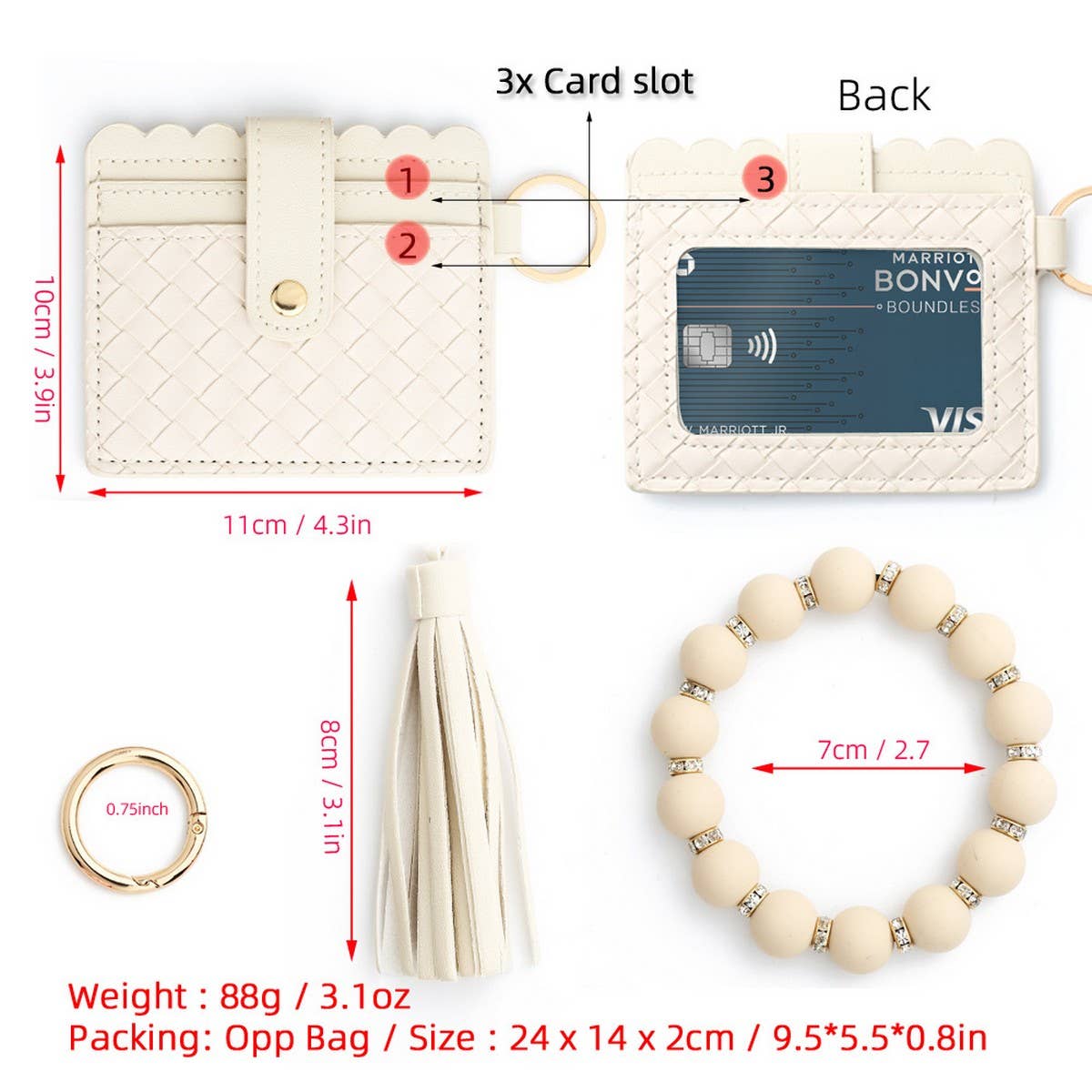 Ven Card Holder With Silicone Bead Keychain_Cwab4961