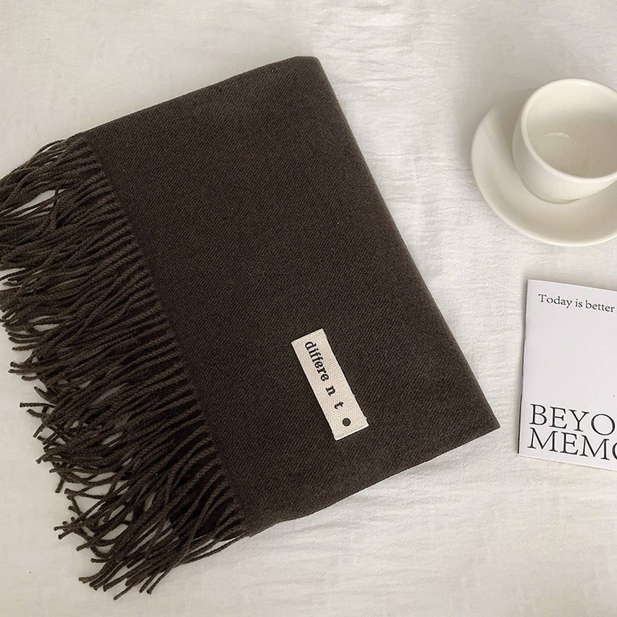 COLORBLOCK TASSEL SCARF THICK WRAP FOR STUDENTS_CWASC2281