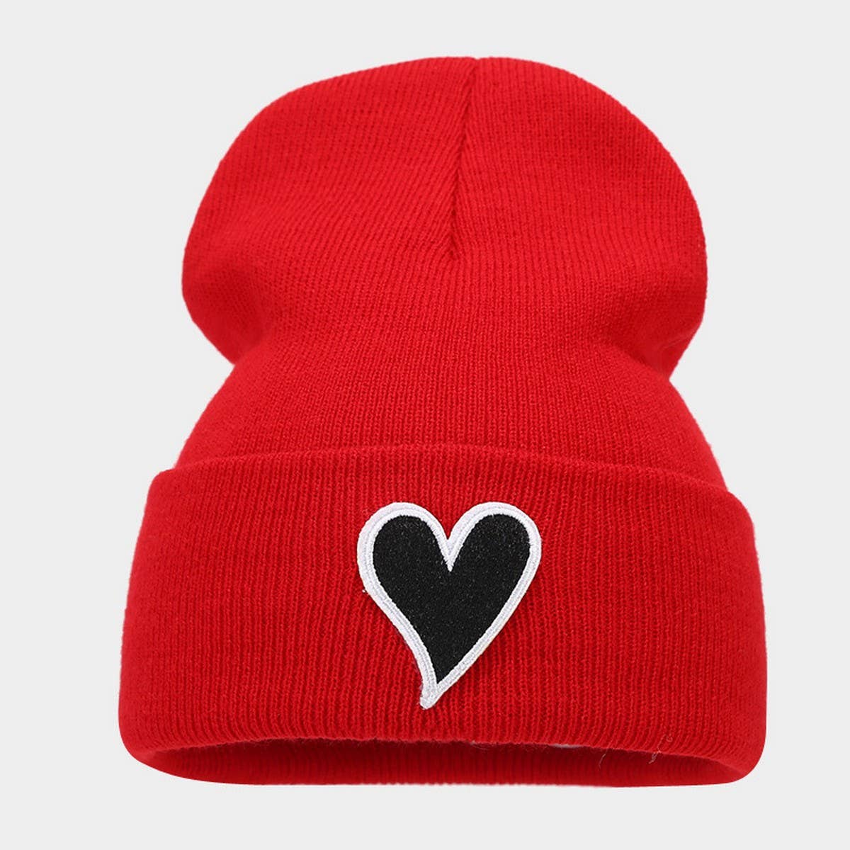 FASHIONABLE WARM KNITTED HAT WITH HEART STICKERS_CWAH2121