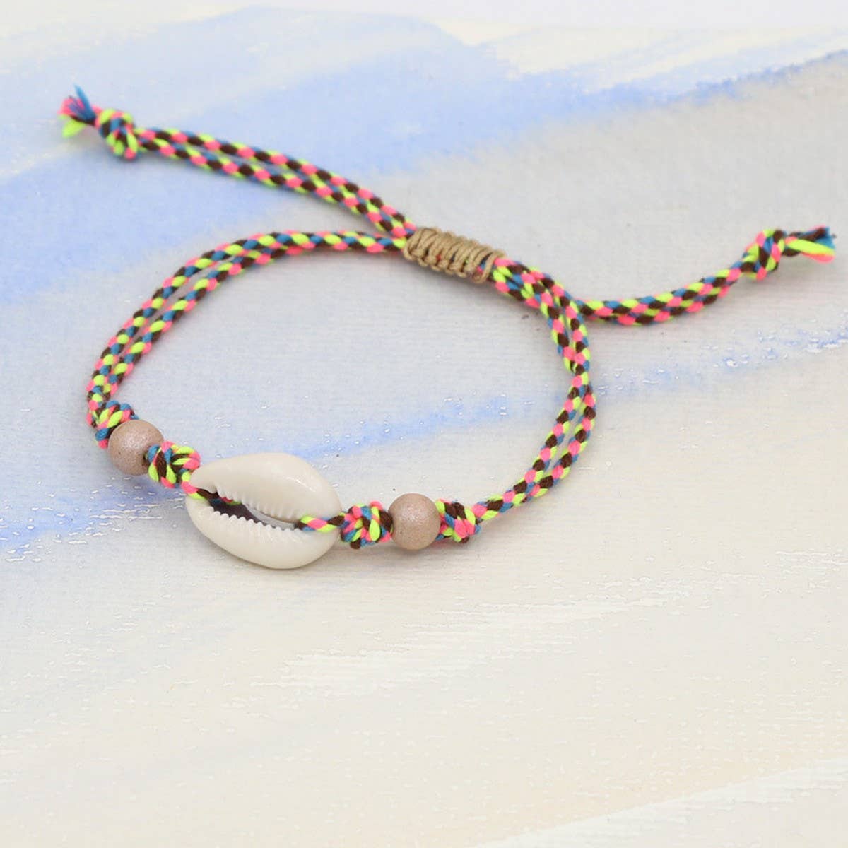 BEACH VACATION SWEET SHELL BRAIDED BRACELET_CWMM3562