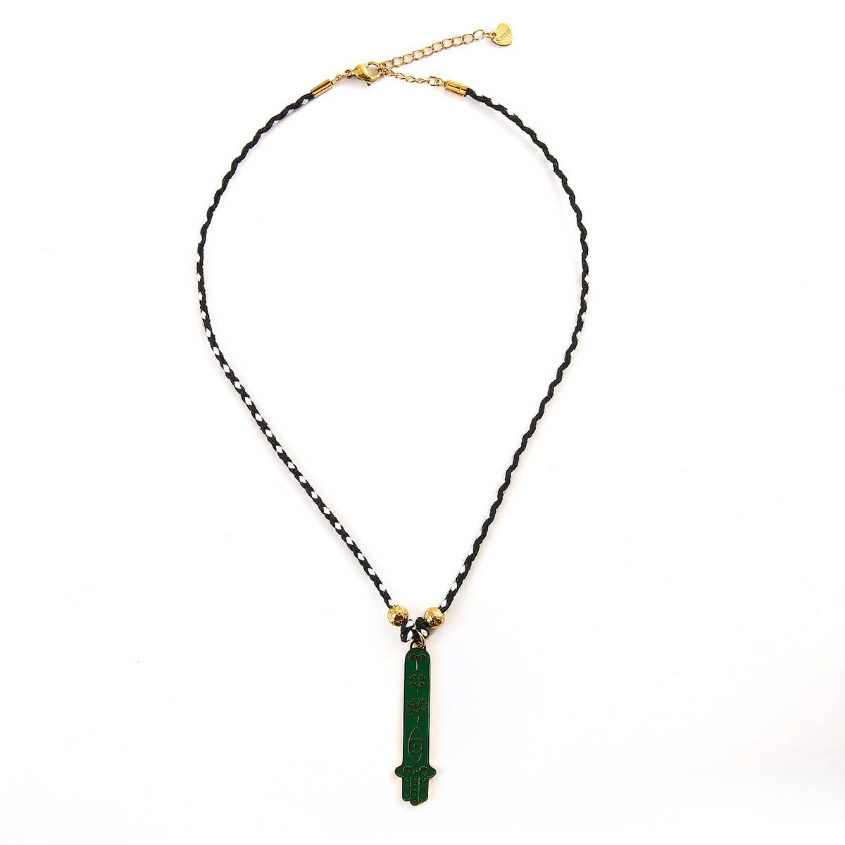 Vintage Steel Square Evil Eye Pendant Necklace_Cwmm8824