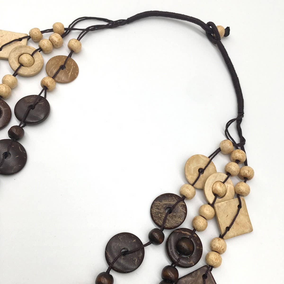 ETHNIC HAND WOVEN COCONUT SHELL WOOD BEAD NECKLACE_CWMM4553