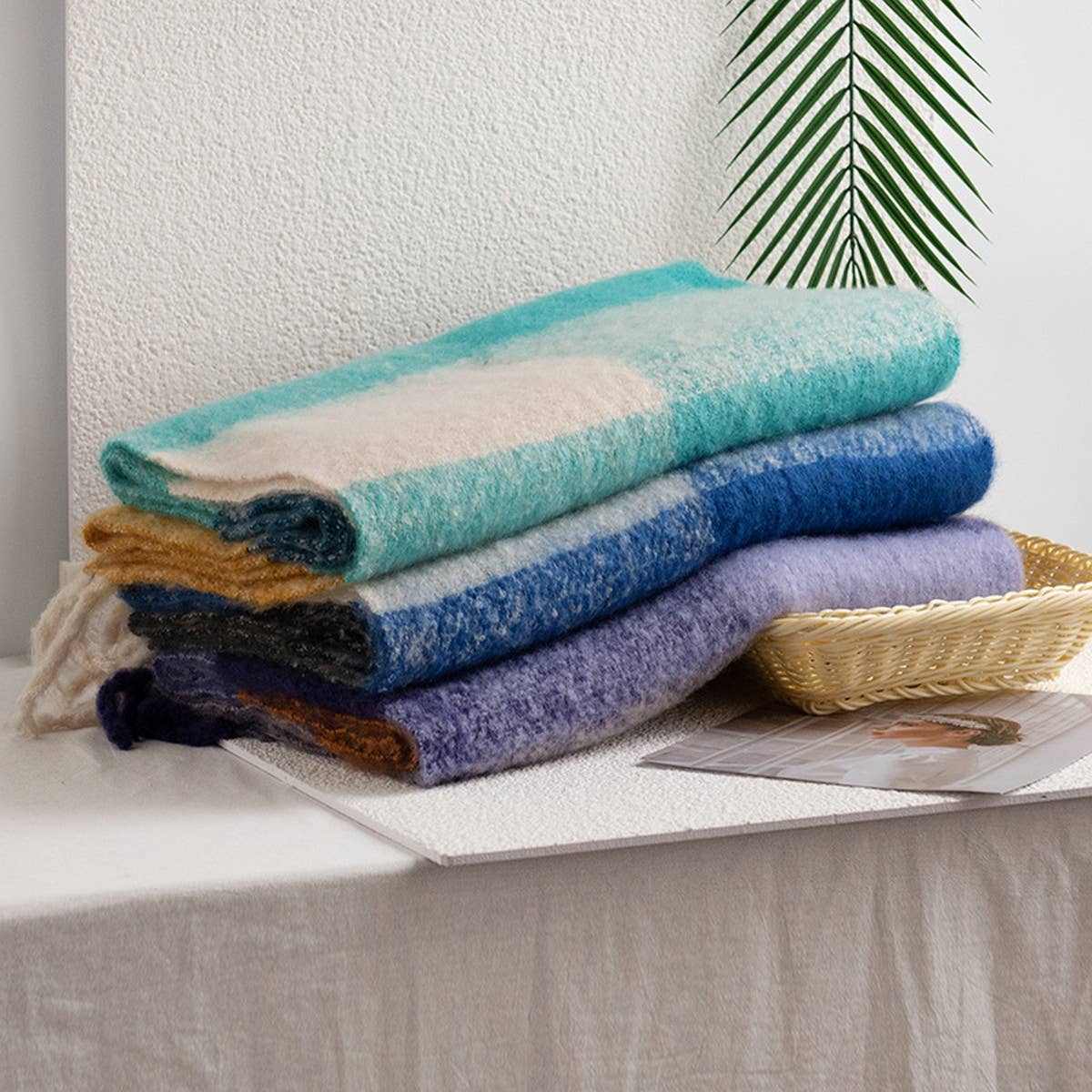 Autumn And Winte Fluffy Plaid Scarf_Cwasc1006