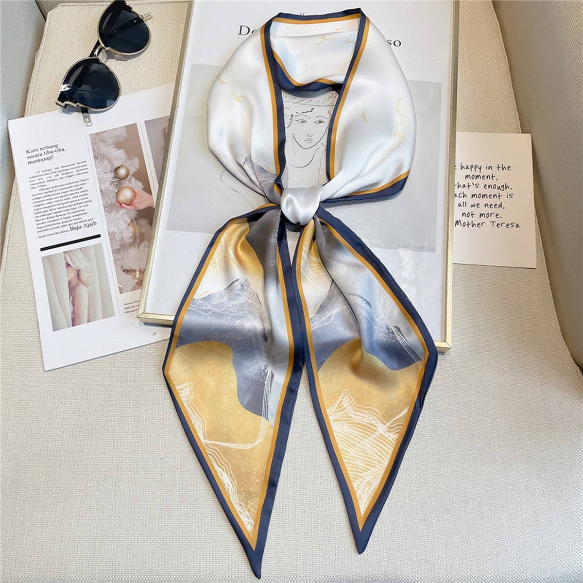 IMITATION SILK RIBBON BEVEL WIDE COLLAR HEAD SCARF_CWASC1529