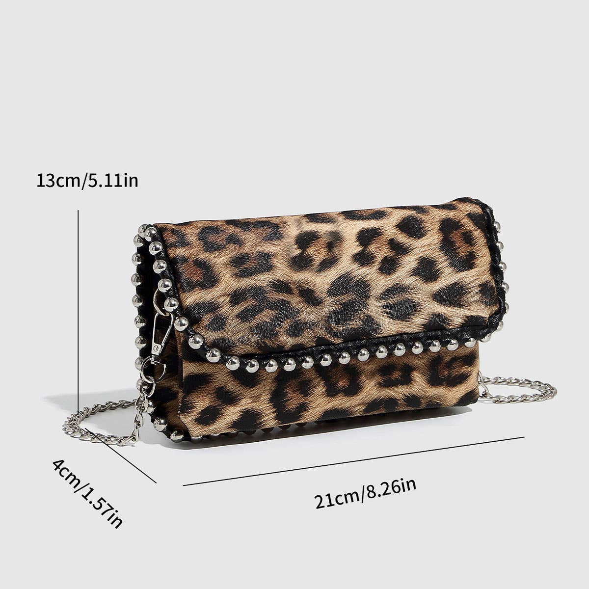 BEADED LEOPARD MINI FLAP CHAIN SHOULDER BAG_CWAB5716