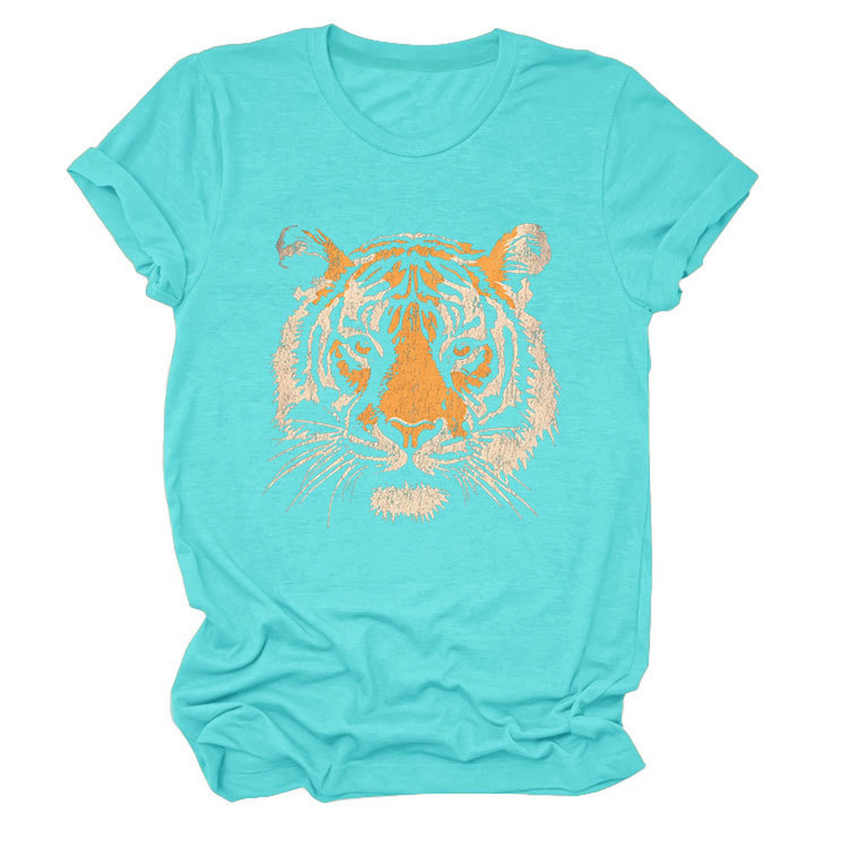 Women Summer Tee With Stylish Tiger Print_Cwttsl0494