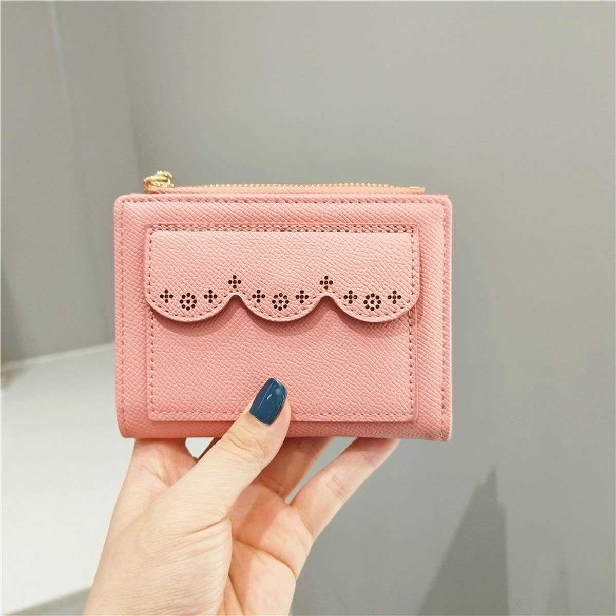 SIMPLE SOLID COLOR LACE HOLLOW WALLET_CWAB2564