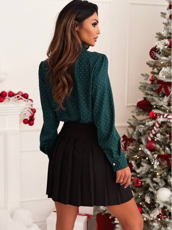 V-Neck Drill Single-Breasted Long-Sleeved Shirt