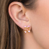 BOW HORSESHOE BOOT ZIRCON 18K GOLD STUD EARRINGS_CWAJE5069