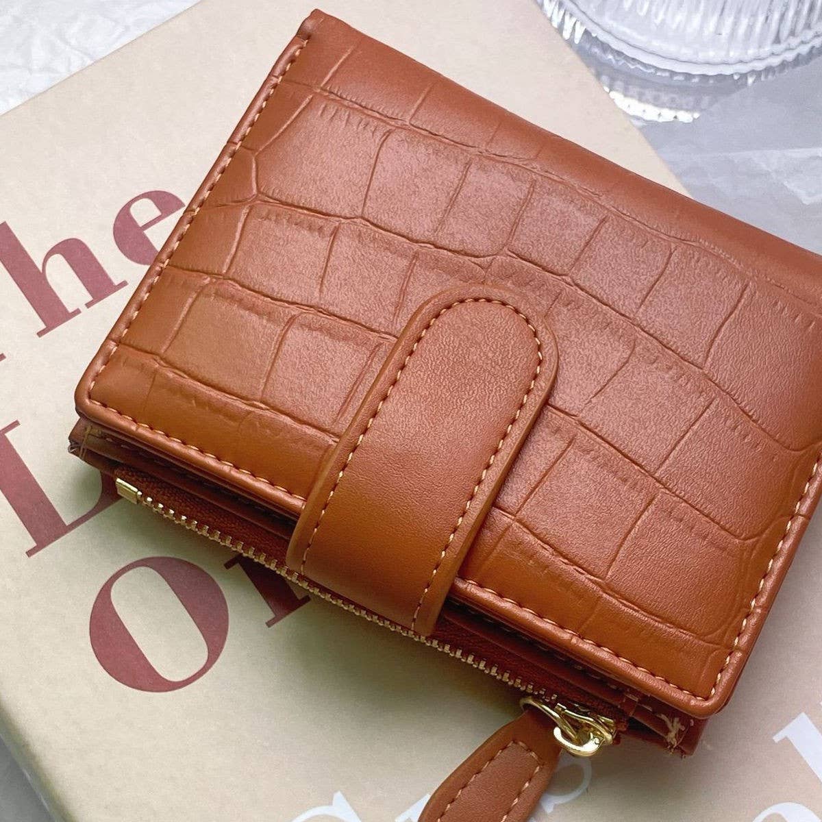 Minimalist Croc Pu Mini Zipper Wallet_Cwab06266