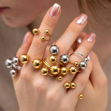 18K GOLD PLATE STAINLESS STEEL BALL RINGS_CWAJE0623
