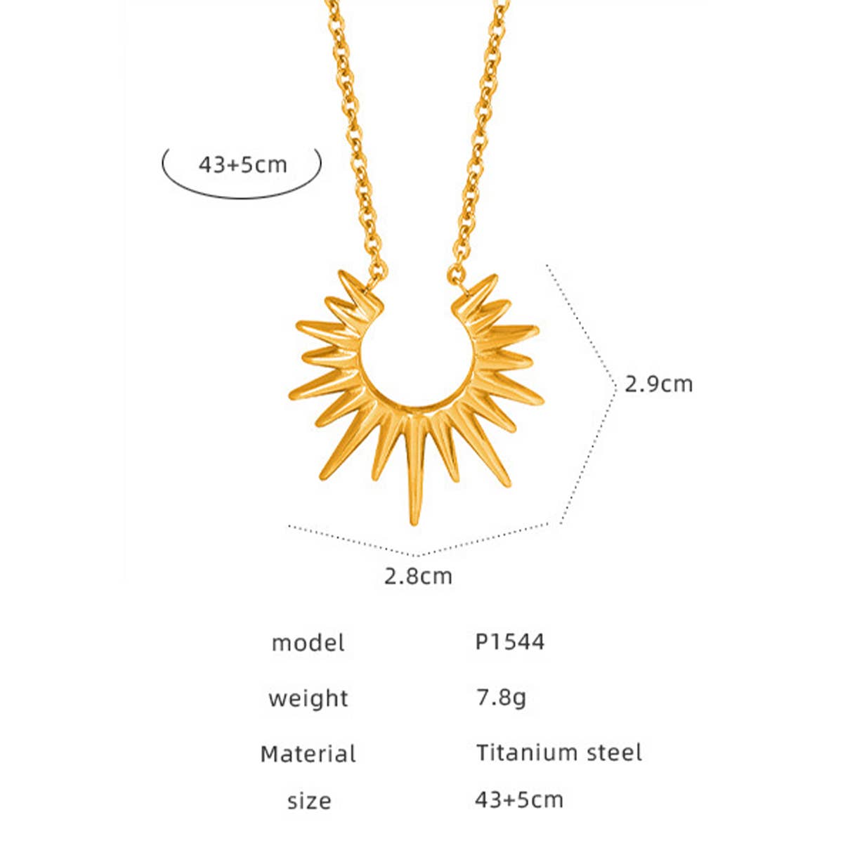 SUNFLOWER TITANIUM STEEL NECKLACE JEWELRY_CWAJE1083
