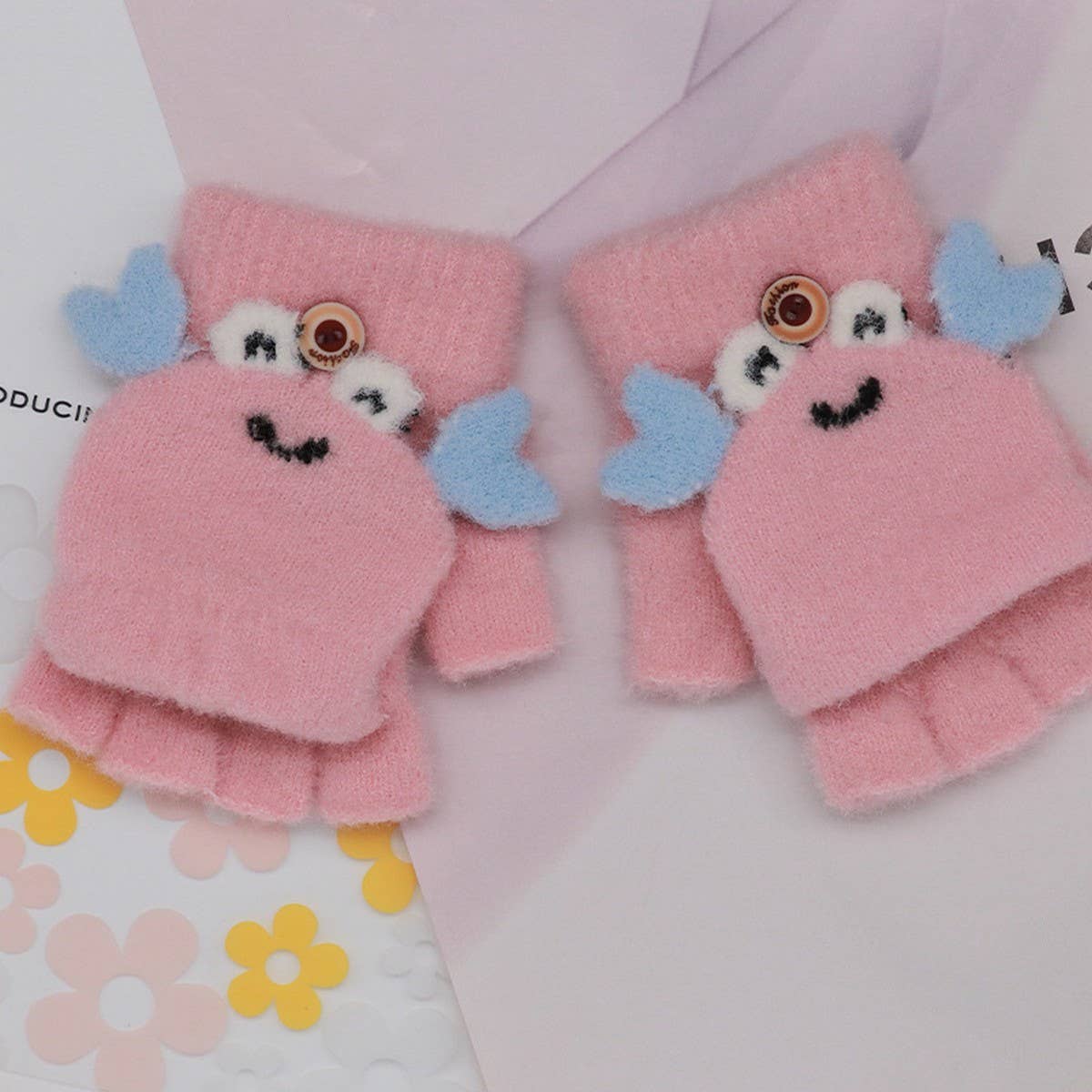 CARTOON CHILDREN STUDENT WARM FLIP GLOVES_CWAG0167