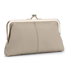 GENUINE LEATHER SIMPLE FASHION CLIP BAG LONG WALLET_CWAB3739