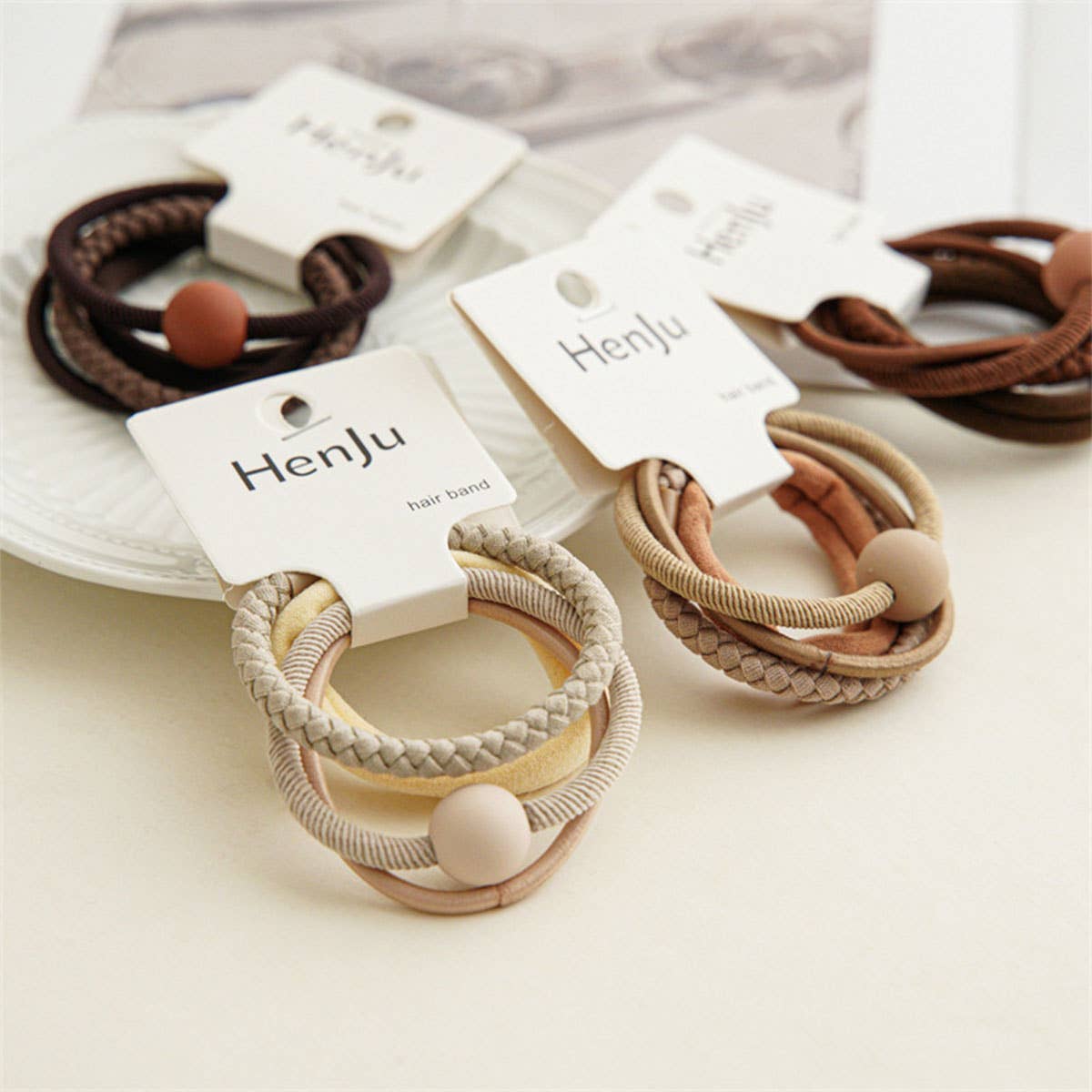 4PCS SET BALL SIMPLE HAIR TIES_CWAHA0333