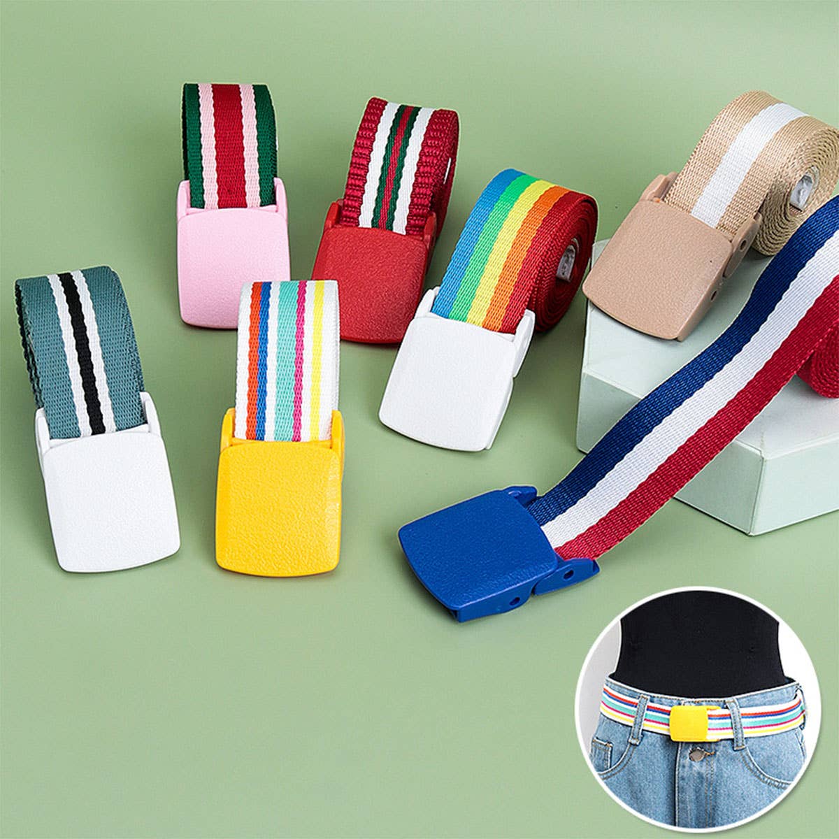 COLORFUL WOVEN SMOOTH BUCKLE CANVAS BELT_CWABE0685