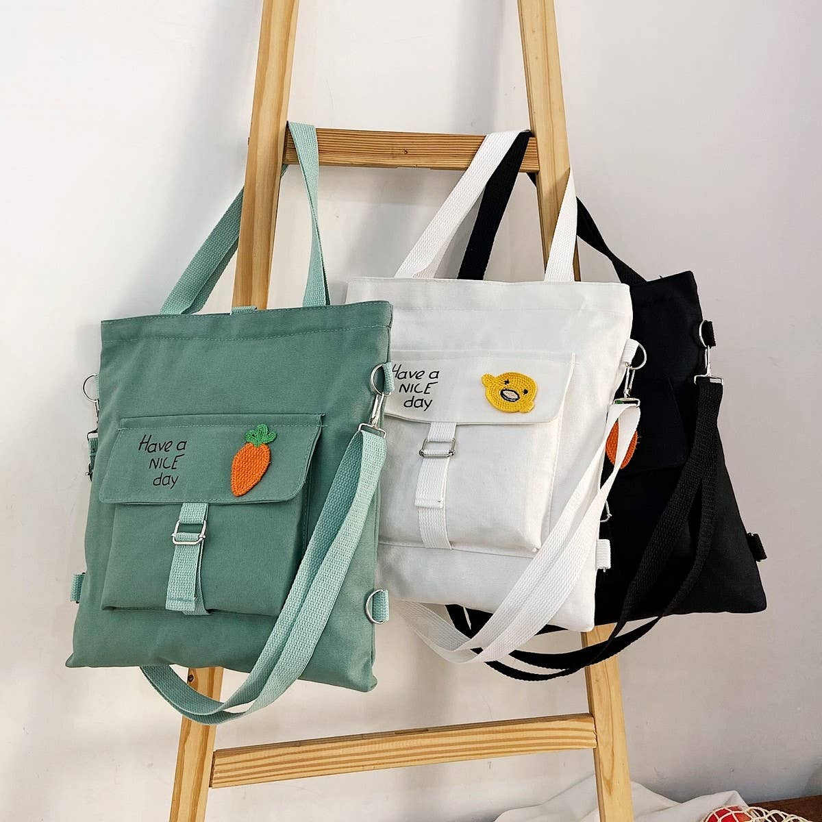 MULTI POCKET CANVAS BACKPACK TOTE BAG_CWAB1702