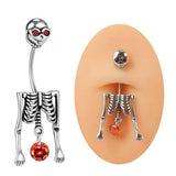 HALLOWEEN SKULL PEARL DANGLE BELLY BUTTON RING_CWMM9468