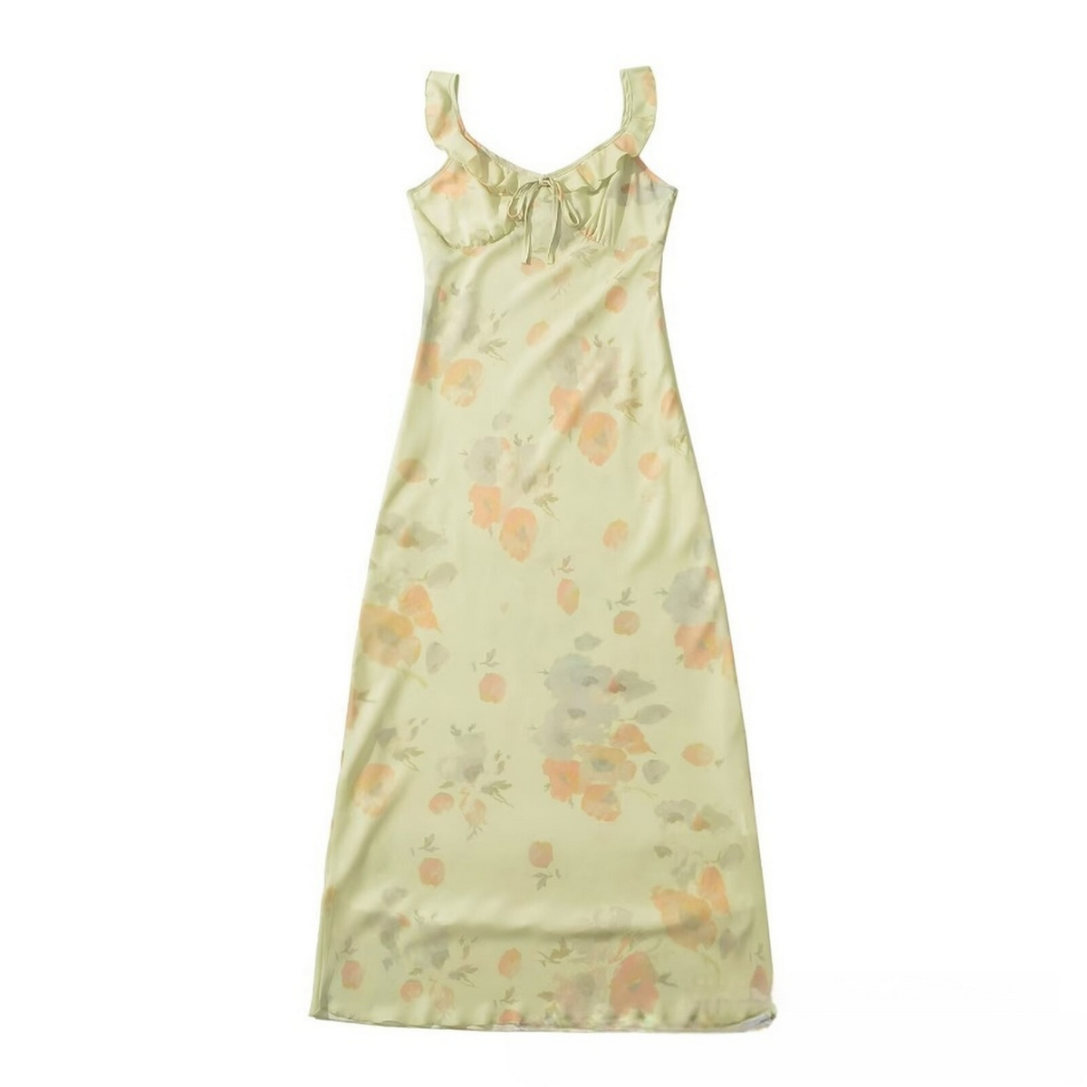 ELEGANT V NECK RUFFLE SLEEVE DRESS FRENCH STYLE_CWDMD5809