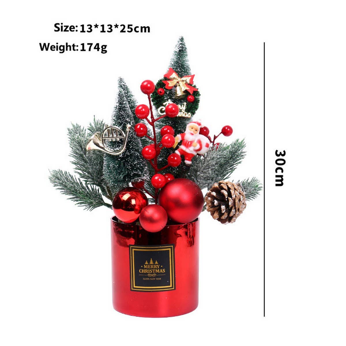 Mini Desktop Christmas Tree With Floral Pot_Cwmm9977