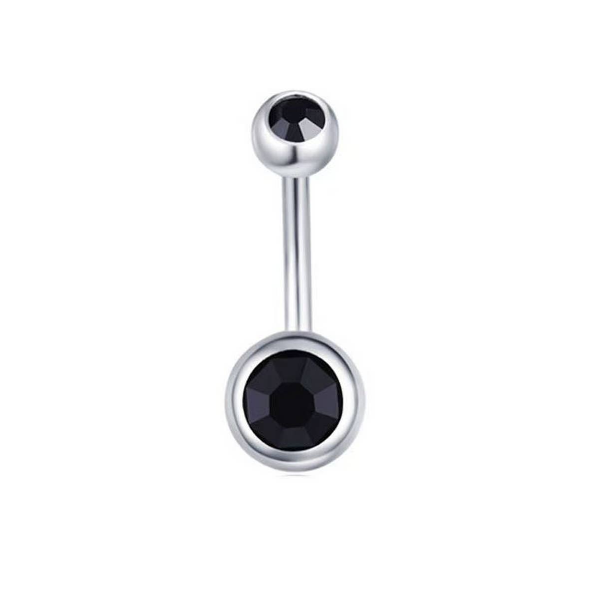 DOUBLE GEM BELLY BUTTON RING STAINLESS STEEL_CWMM9173