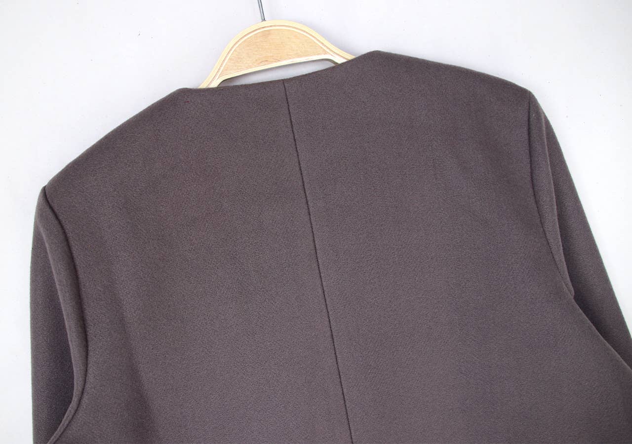 Woolen Long-Sleeved Single-Breasted Solid Coat