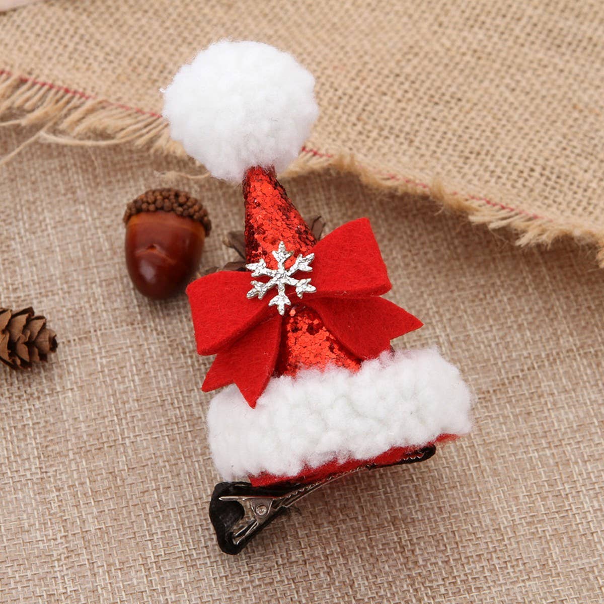 LAMBSWOOL CHRISTMAS HAT HAIRPIN HAIR BUCKLE_CWAHA3420