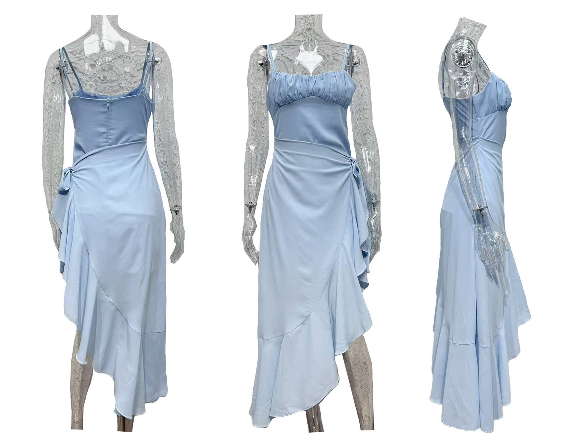 Strapless, Backless, Ruffled Irregular Dress