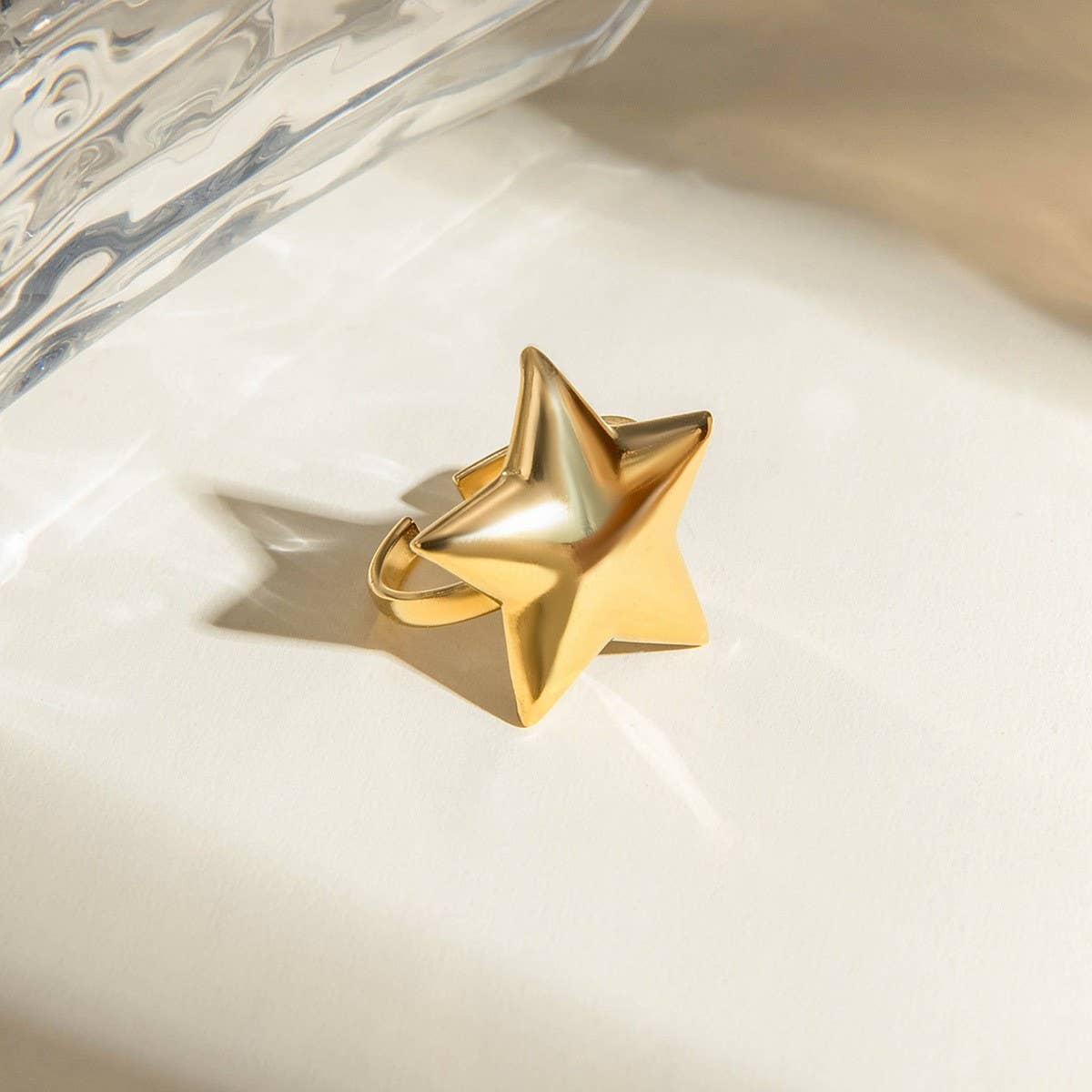SIMPLE AND HIGH END FIVE POINTED STAR OPEN RING_CWAJE1879