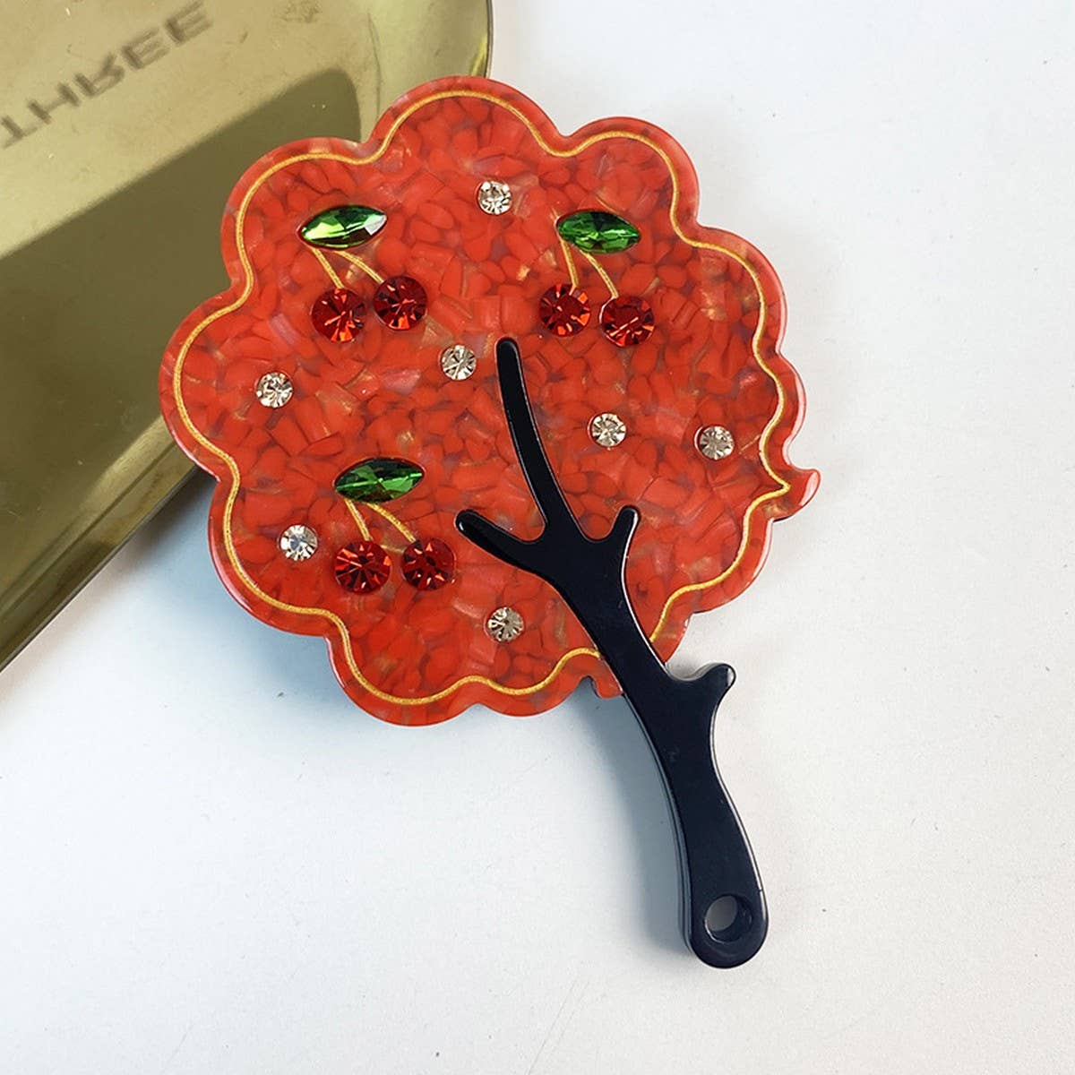 FASHIONABLE RHINESTONE HANDLE MIRROR TREE DESIGN_CWMM6388