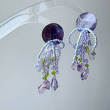 SHELL TASSEL BEADED FLOWER EARRINGS_CWAJE1691