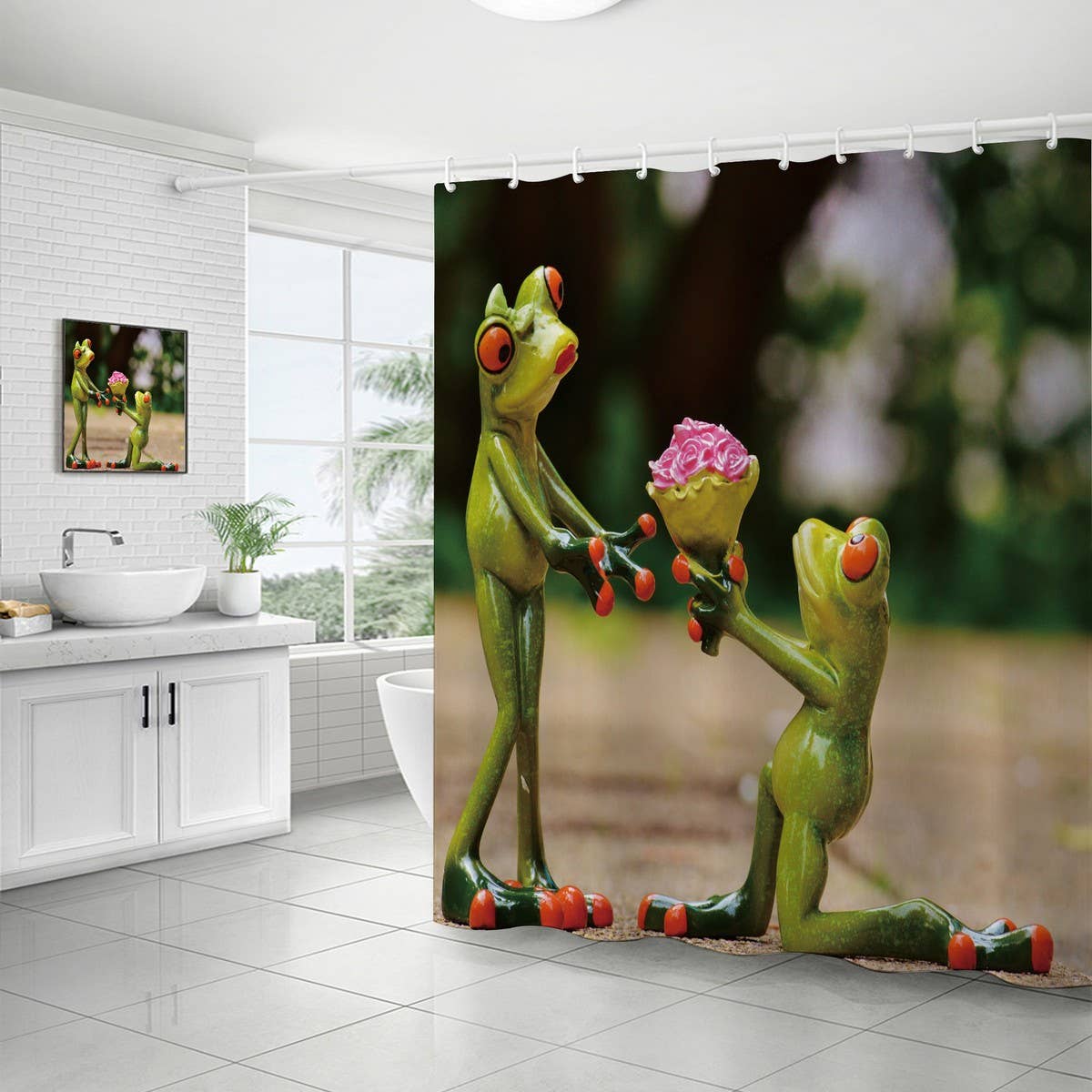 HOT SALE DIGITAL PRINTED FROG SHOWER CURTAIN_CWMM1805