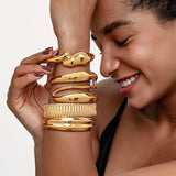 Titanium Steel Open Round Wide Smooth Bracelet_Cwmm3718