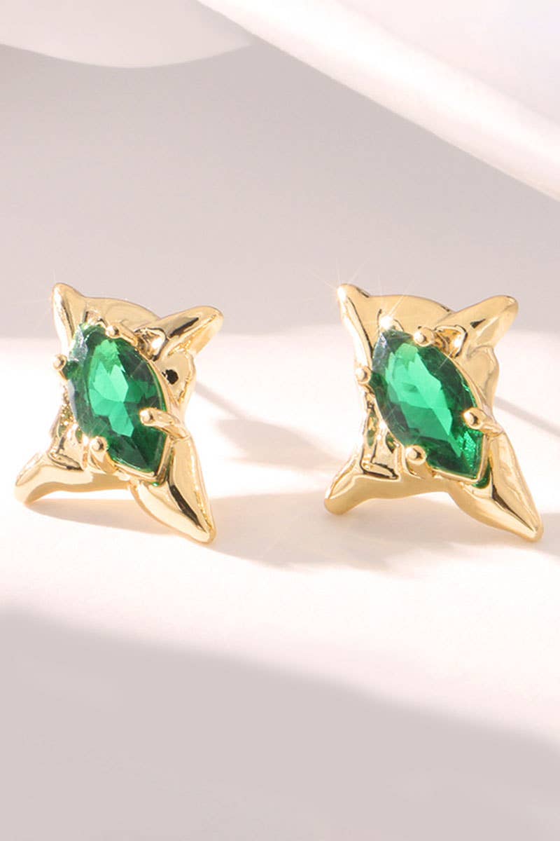 Women Retro Irregular Emerald Earrings