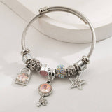 LOCK KEY CHARM ADJUSTABLE STEEL BRACELET_CWMM8496