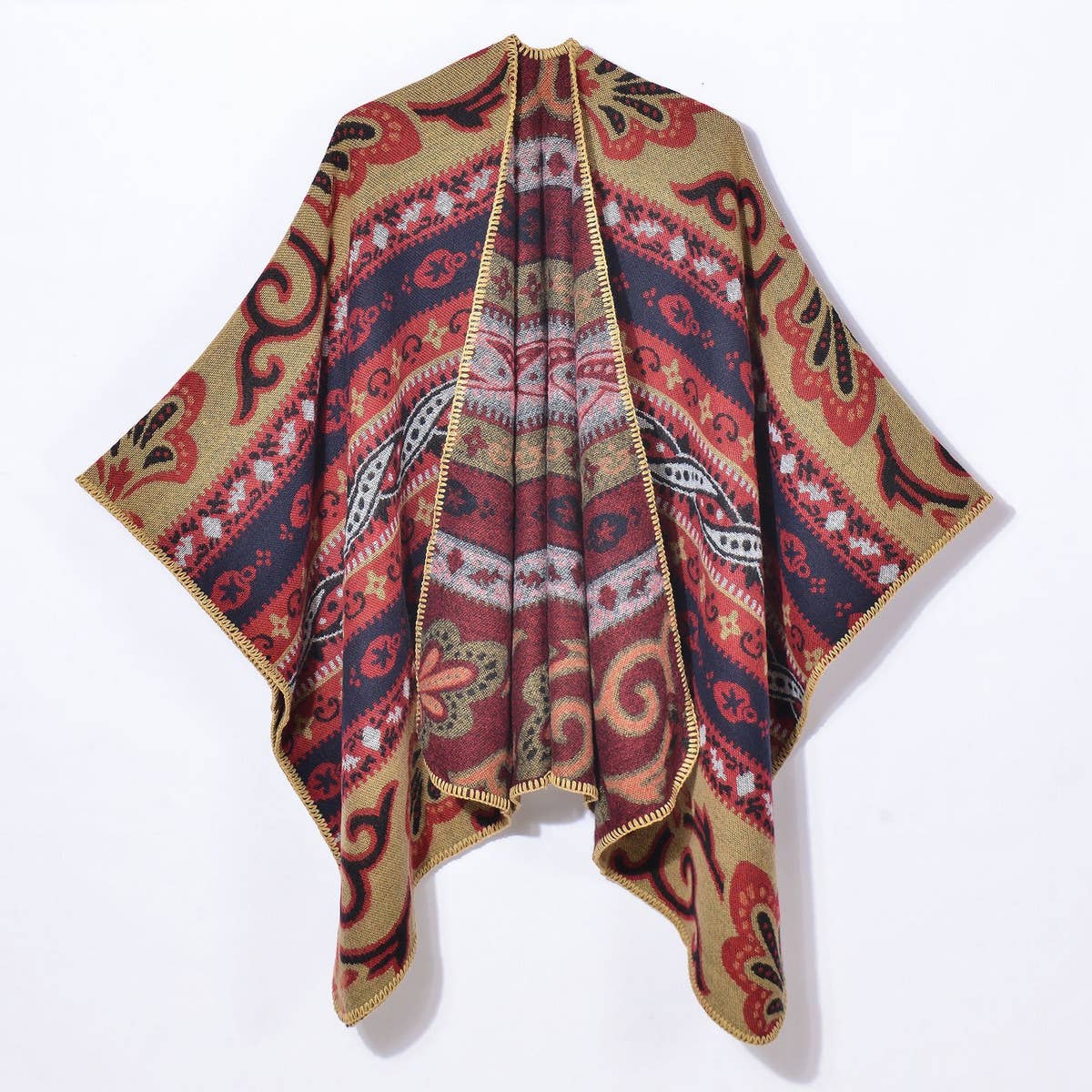 Vintage Interwoven Vine Flower Warm Shawl_Cwasc0957