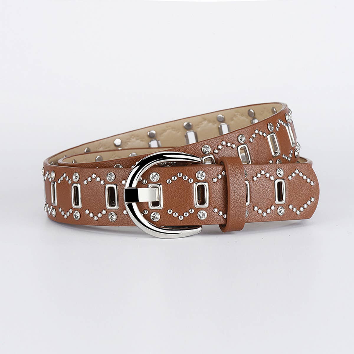 Women Popular Diamond Rivet Punk Style Belt_Cwabe0585