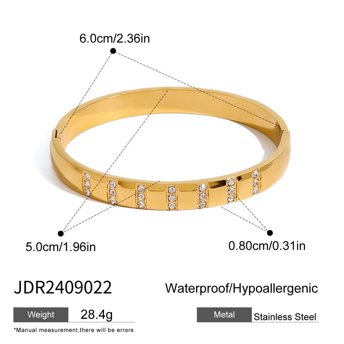 LUXURY ZIRCON CLASP BRACELET IN STAINLESS STEEL_CWAJE4656